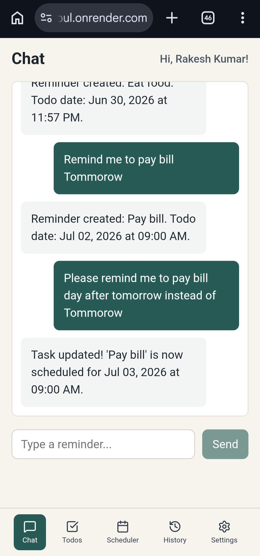Friday chat screenshot
